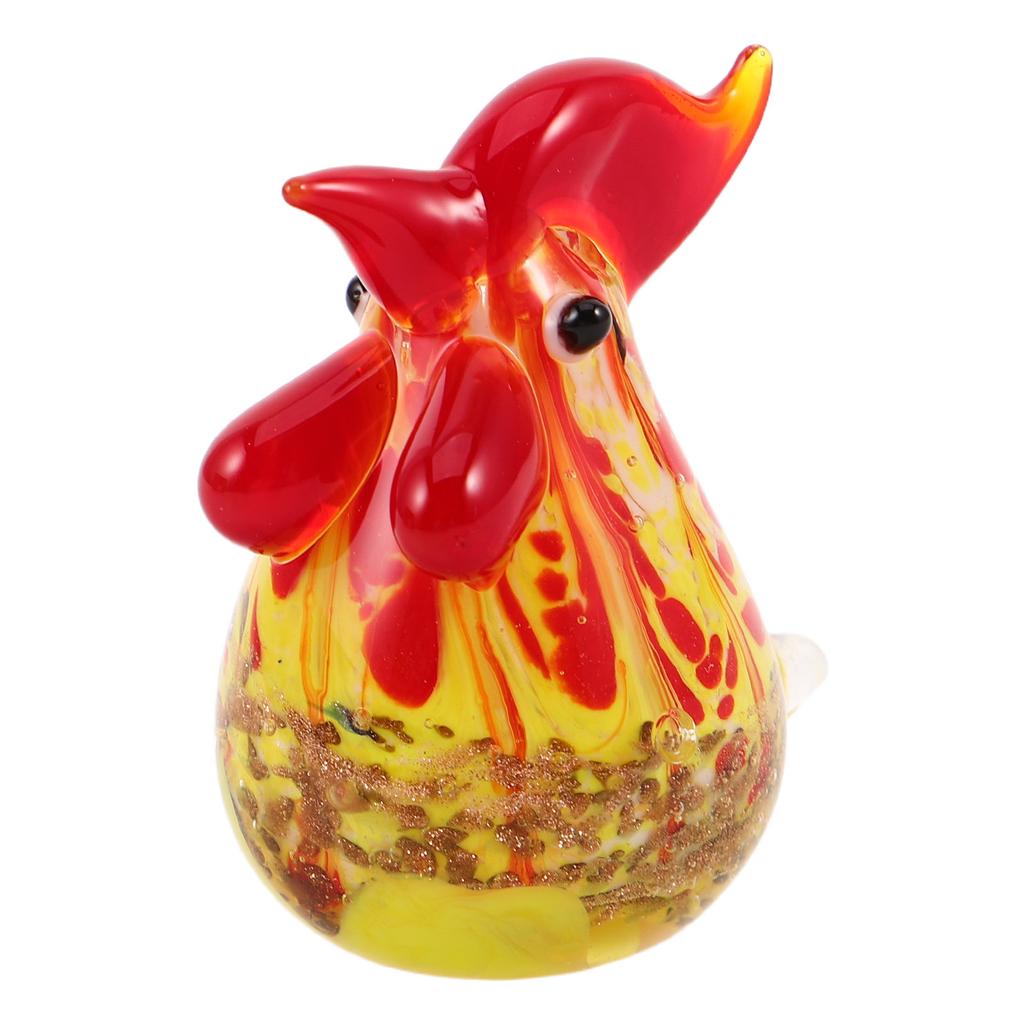 Glass Rooster Sculpture Colorful Gradient Mini Chicken Statue Decorative Home Desktop Kitchen Ornament Handcrafted Artistic