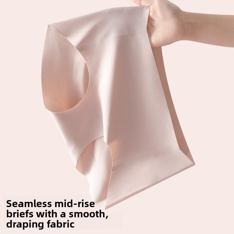 Women's Summer Sexy Antibacterial Ice Silk Cotton Crotches Quick Dry One Piece Type Light Permeable Briefs
