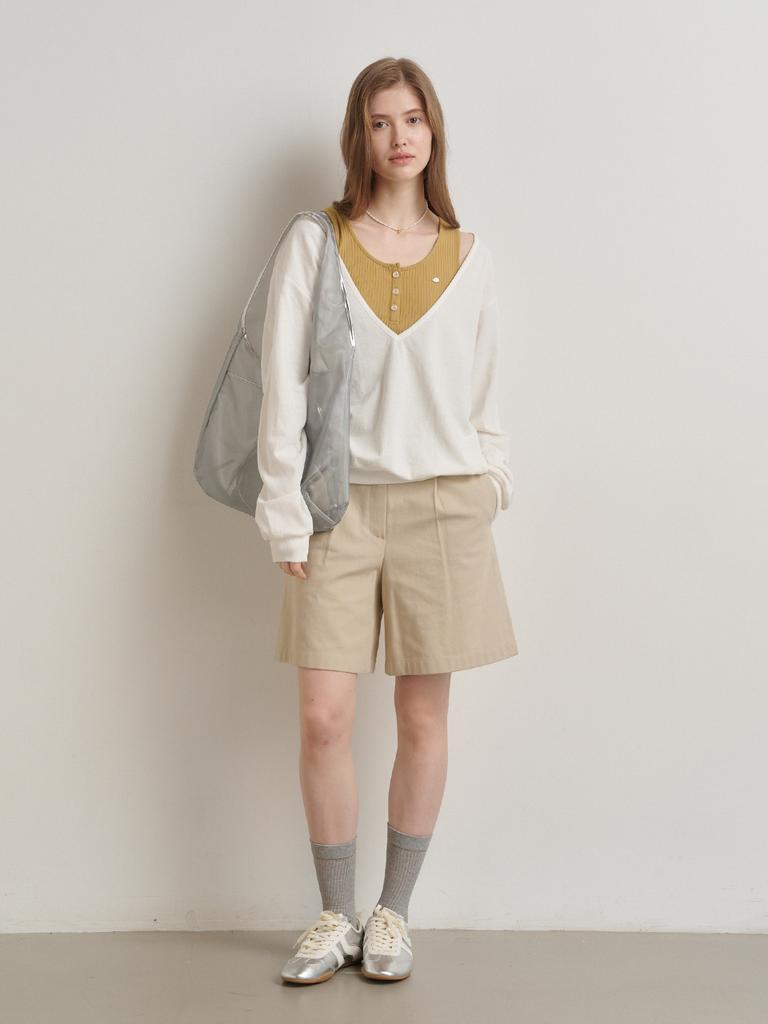 MOAT Deep V-Neck Sweatshirt (Sand Ivory)