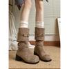 Platform Thick Heel Women Western Cowboy Boots Fashion Slip On Folded Pile Long Booties Female Shoes Autumn Winter