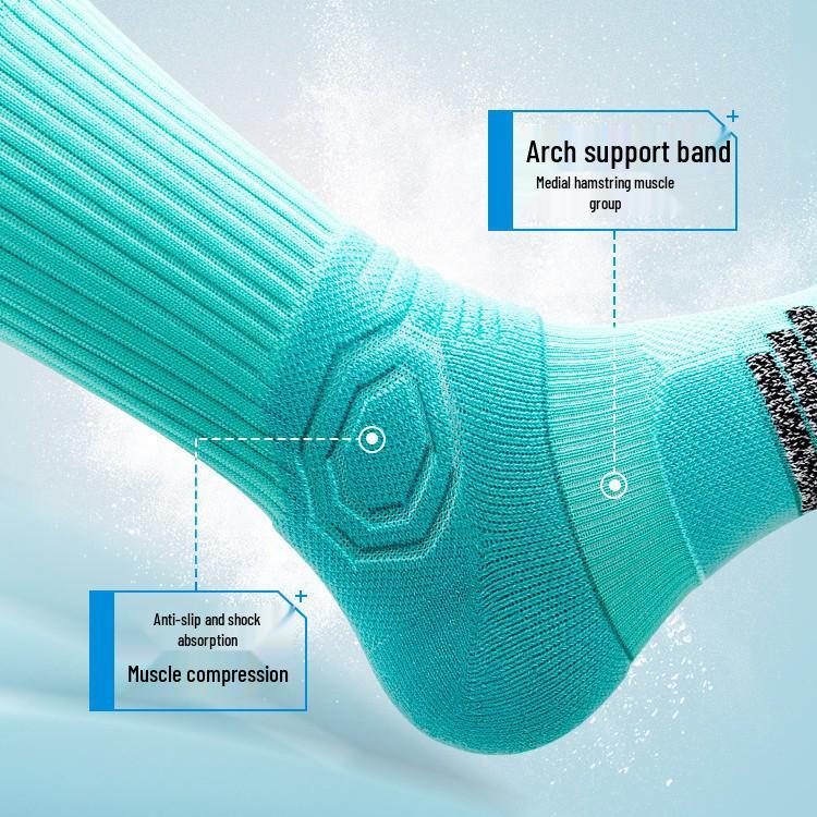 Men's Over-the-Calf Thick Terry Sports Socks for Basketball, Marathon, Running & Badminton.
