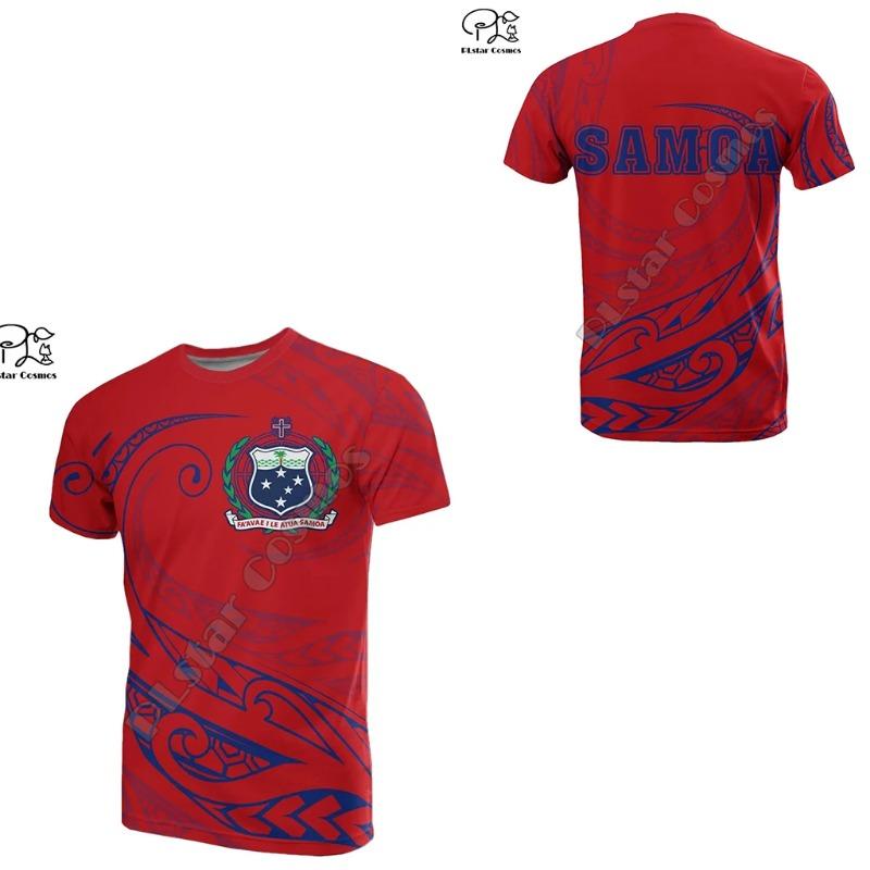

Polynesian 3D Printing Vintage Polynesian Island Samoa Tattoo Tribal Flag Men Women Short Sleeve T Shirt Streetwear S