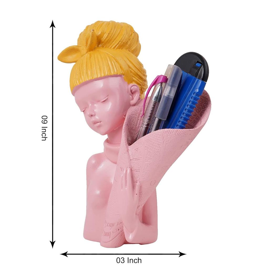 Angel Girl Fantasy Showpiece for Home Decor | Winged Fairy Statue for Shelves | Resin, Pink, 10 X 7 Cm
