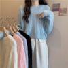 Y2K Cropped Sweater Pink Furry Solid Korean Fashion Pullover Knitted Sweaters Autumn Winter Long Sleeve Harajuku Jumper Sweater