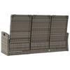 Garden Lounge Bench with Reclining Function & Cushions Gray 173 cm Poly Rattan