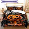 3PC Custom Name Spooky Halloween Skeleton Bedding Set Printed Bedding Set Duvet Cover Closure Includes 1 Duvet Cover & 2 Pillowcases for All Seasons B
