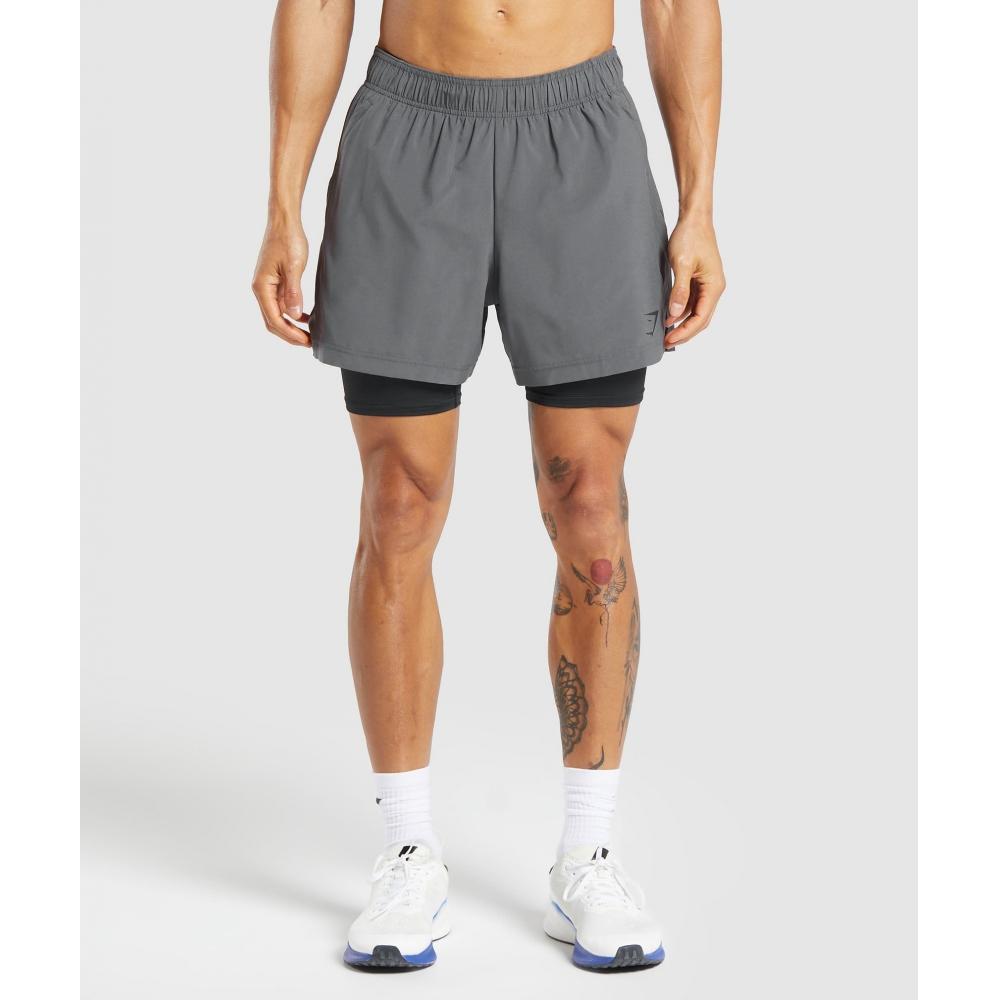 Gymshark Sport 5  2 In 1 Shorts Dark Grey Black A1b3j Gb7x