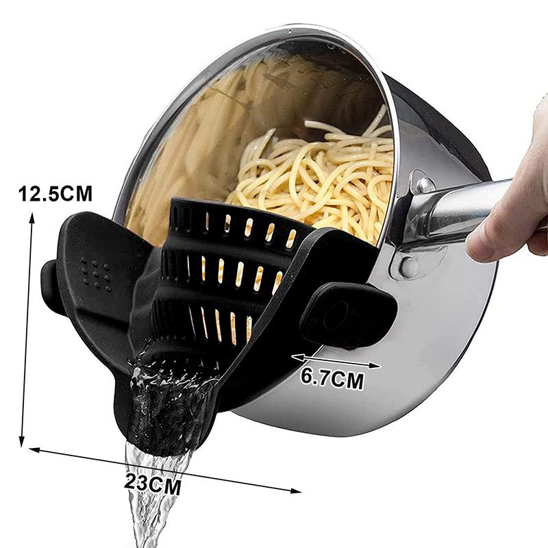 1Pc Adjustable Silicone Clip On Strainer For Pots Pot Strainer Kitchen Pot Strainer Handheld Drainer For Noodles Pasta