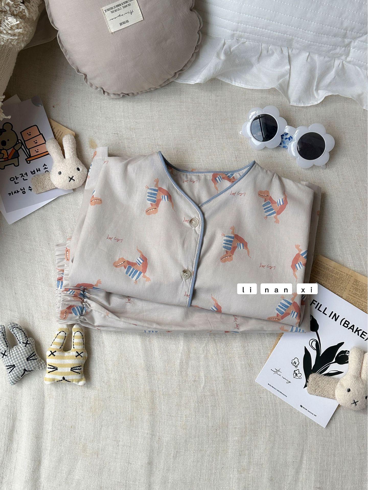 

Детская пижама из 100% хлопка в корейском стиле, осень 2025, и мультяшный комплект для сна для детей 100 cm