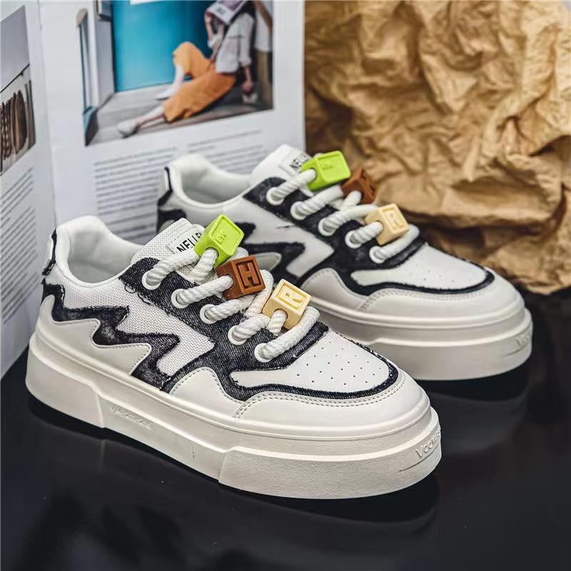 Fashion New Men‘s Sneakers Fashion Color Block Casual Shoes Light Breathable Running Shoes Lace Up Platform Shoes Zapatillas De Hombre