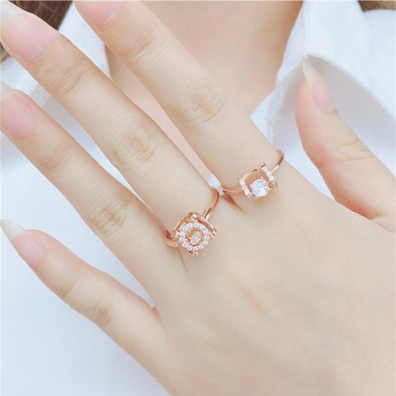 Purple Gold Smart Zircon Shiny Rose Gold Plated Color Gold Classic Temperament Ring Opening