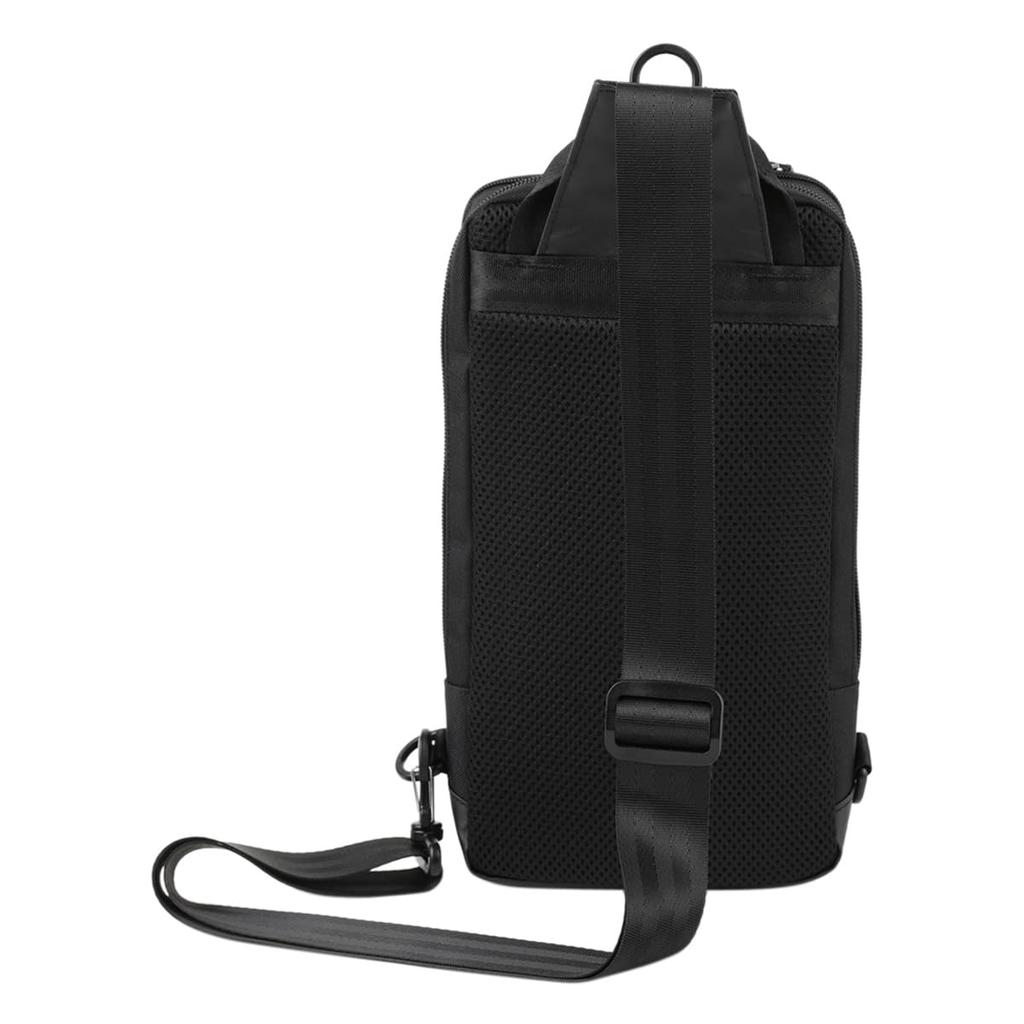 Bermas Men's Body Bag 60622 Sling Bag, Water-Repellent, One-Shoulder Bag, Size 10, Black