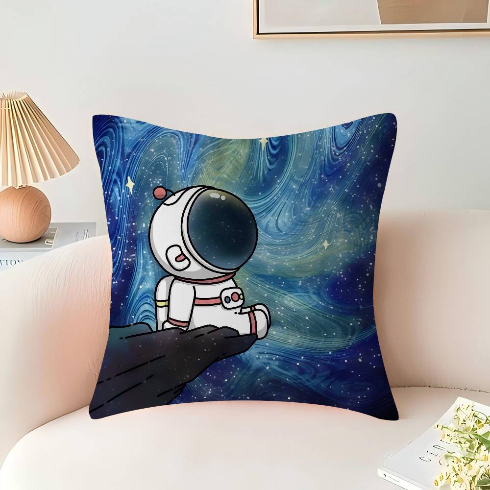 Astronaut Rocket Cover With Short Plush Print For Living Room Sofa Decoration Cushion Cover Pillow Covers