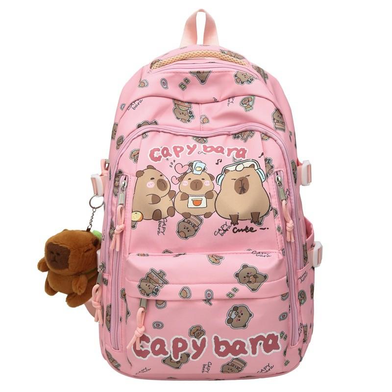 Capybara Cartoon Pattern Backpack Large Capacity Shoulders Bag Gift Children