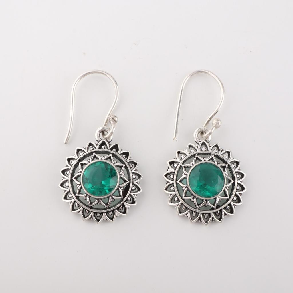 Chrome Diopside Gemstone 925 Sterling Silver Jewelry Drop/Dangle Earrings 1.57" CE-19-8