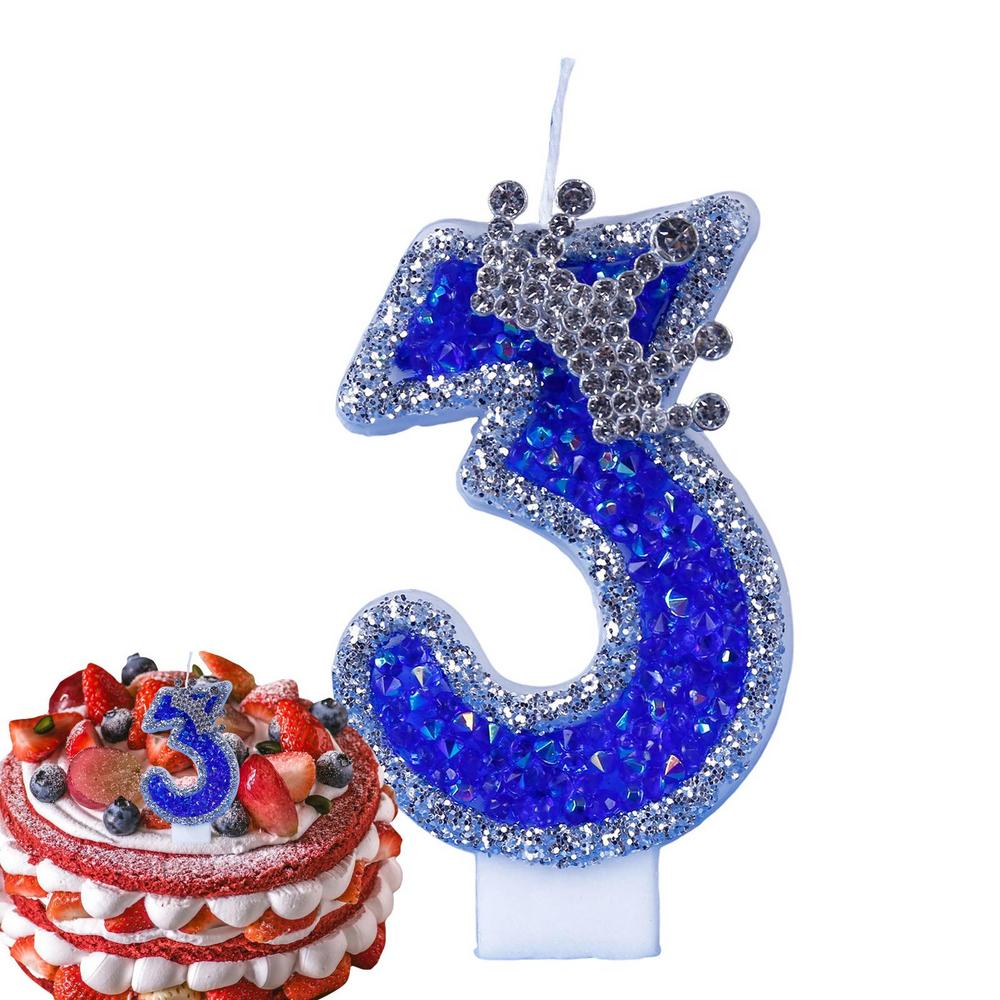 Blue Birthday Candles Glitter Blue Candles For Cake 3D Shape Cake Topper Decoration For Weddings Reunions Theme Parties