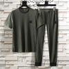 Summer Men Pleated Shirt Pants Two-pieces Set Thin Soft Breathable Tracksuit Casual Sports