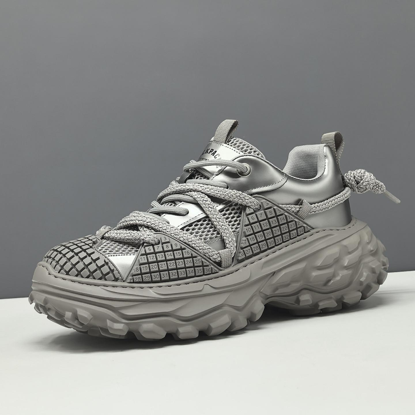 Raw thick-soled breathable heightening shoes trendy shoes dad shoes breathable casual shoes 38