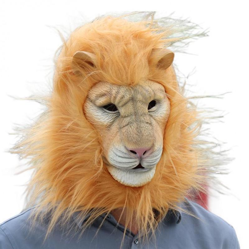 Lateks Aslan Maskesi Cadılar Bayramı Kostüm Partisi Cosplay Hayvan Başlığı Yetişkin Unisex