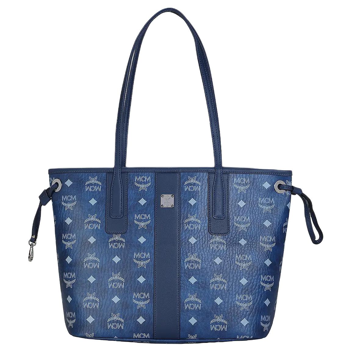 

MCM Logo Print Tote Bag With Gold Hardware Women Tote Bags Blue MWPFSLR071F001 Basic Set (Bag+Dust Bag)