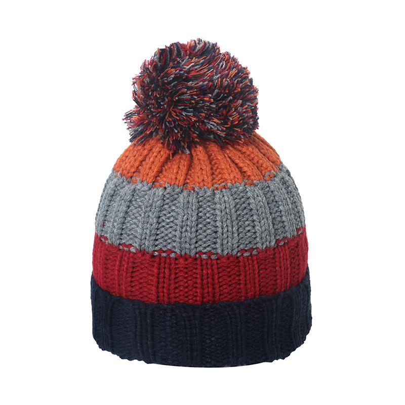 Winter hat men's autumn and winter new color striped wool hat fleece thickened ski hat knitted hat men