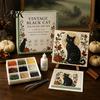 Easy Craft Kit for Beginners Halloween Sea Glass Art DIY Kit, Ghost Black Cat Owl Raven Pumpkin Creative Journey Gift Set Mosaic Set, Beginner