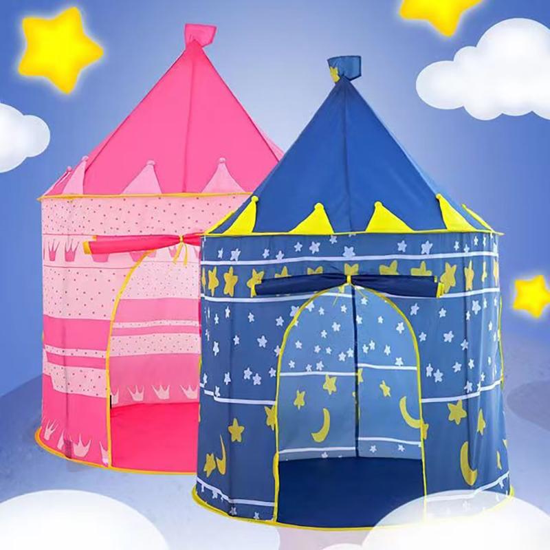 Tragbare Faltzelte für Babys und Kleinkinder, Schloss, Kinder, Rosa, Blau, Spielhaus, Camping-Spielzeug, Geburtstag, Weihnachten, Outdoor-Geschenke, Zimmerdekoration