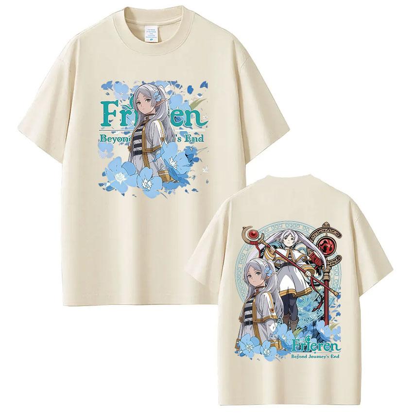 Anime Frieren Beyond Journeys End Frieren Graphic T Shirt Men Women Clothing Summer High Quality Cotton Short Sleeve Tshirt