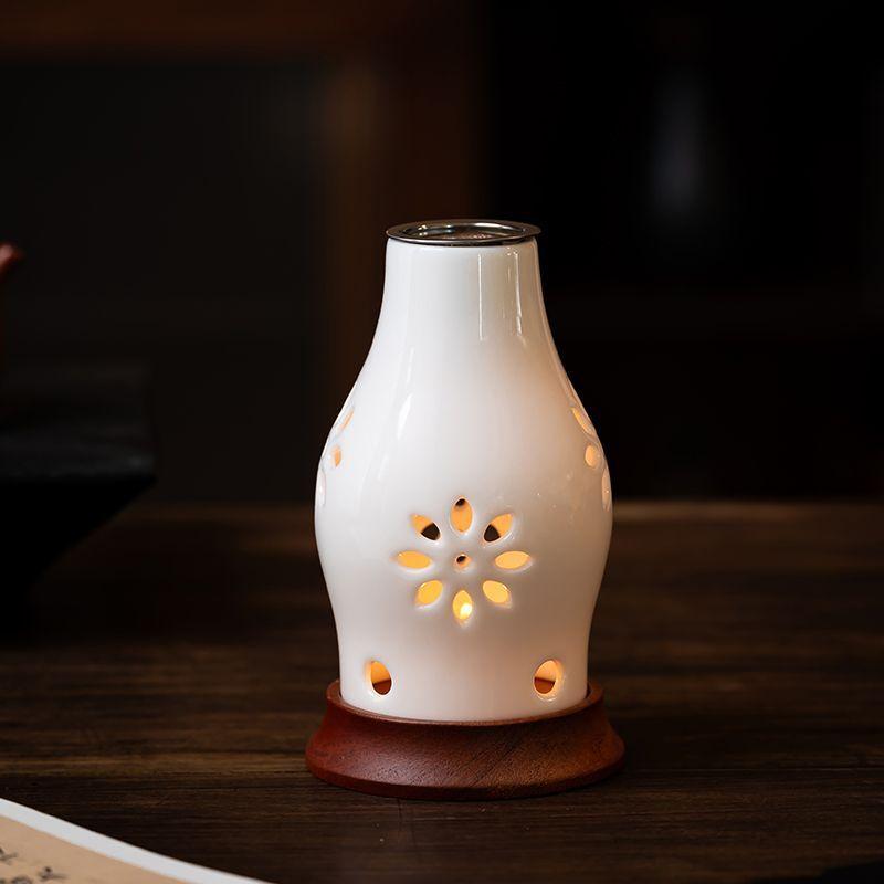 

Jade Stone Aromatherapy Candle Holder, Natural Wood Wick Diffuser & Odor Neutralizer, Zen Home Decor Gift, Handcrafted білий