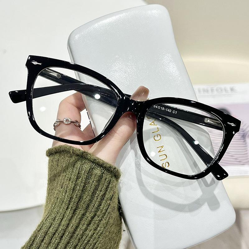 

Retro Square Frame Anti Blue Light Glasses with Ultra Light PC Material Insert Core Design, Spring Leg Optical Glasses Frame
