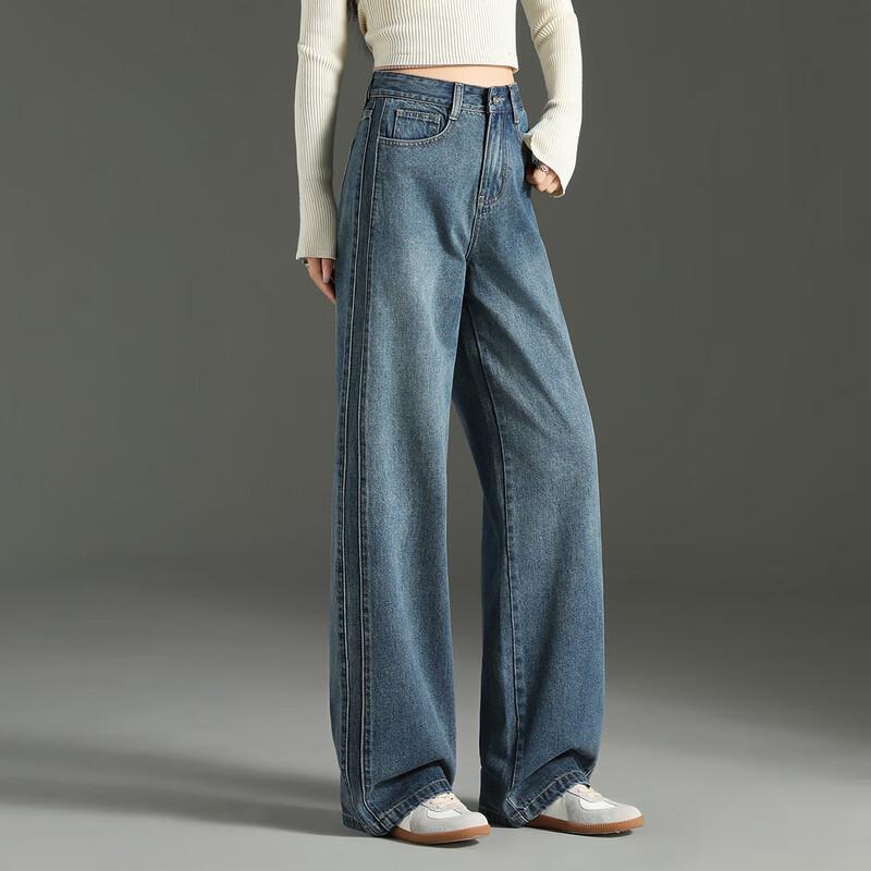 JEEP 2025 Autumn Women's Wide-Leg Loose Denim Pants
