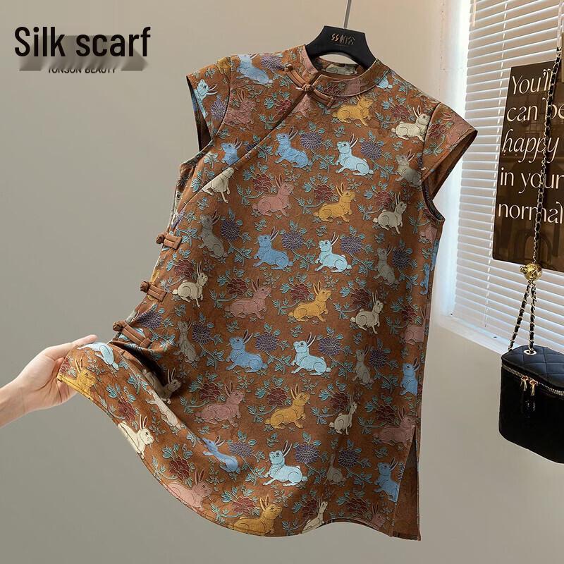 Women s New Chinese Style Jacquard Stand Collar Shirt M