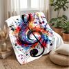 Colorful Music Notes Blanket Personalized Name Flannel Blanket Soft Cozy Plush Throw for Sofa Bed Lightweight Home Decor