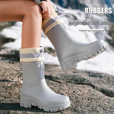 Stivali da Pioggia Impermeabili con Coulisse a Mezza Gamba da Donna 2024 - Antiscivolo, Comodi, Calzature per Tutte le Stagioni