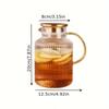 1pc Ribbed Glass Pitcher With Lid Heavy Duty High Borosilicate Glass Water Pitcher Drink Carafe For Hot And Cold Beverges Drinkware