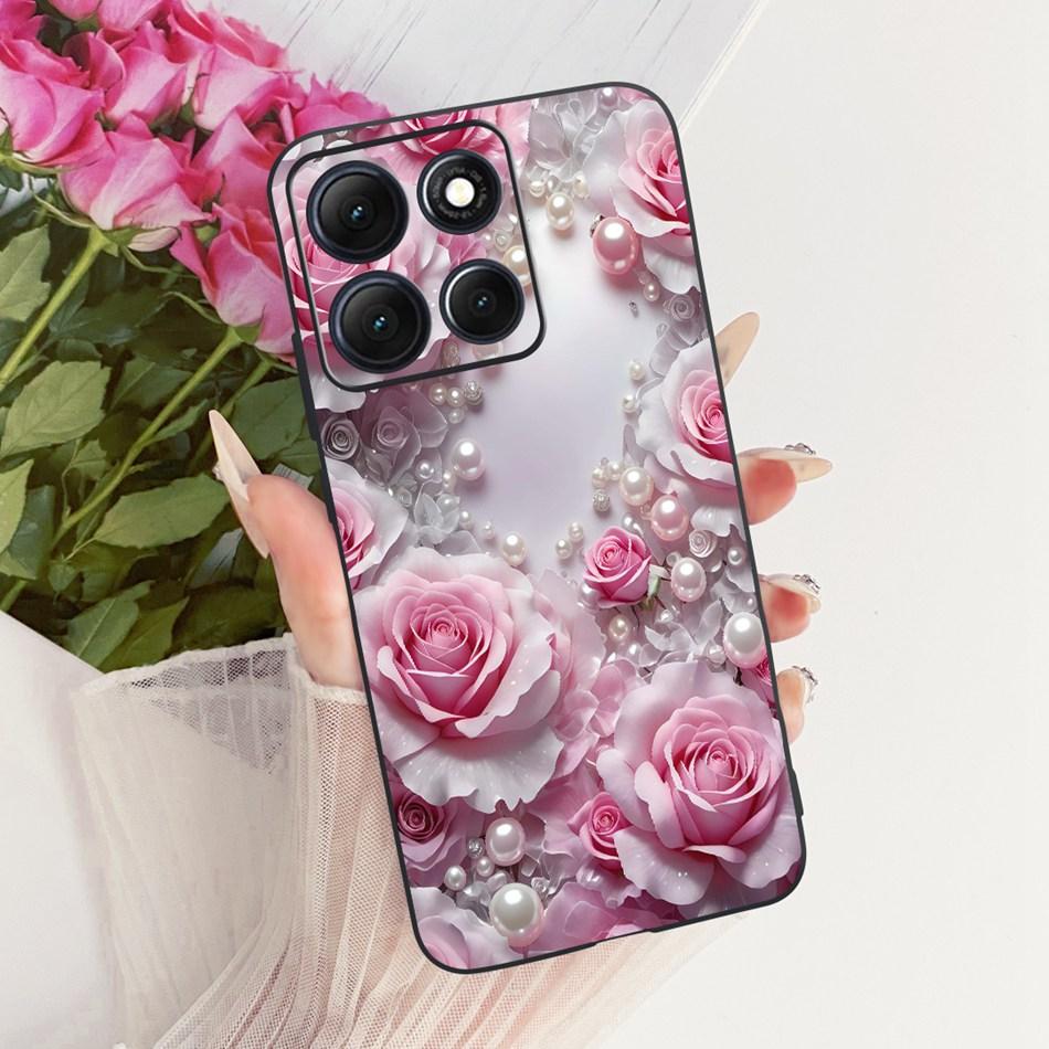 Für Motorola Moto G86 Power Niedliche Blume Schmetterling Katze Bemalte Hülle Für Moto G86 G86Power Schwarzes Silikon Weiche Handyhüllen