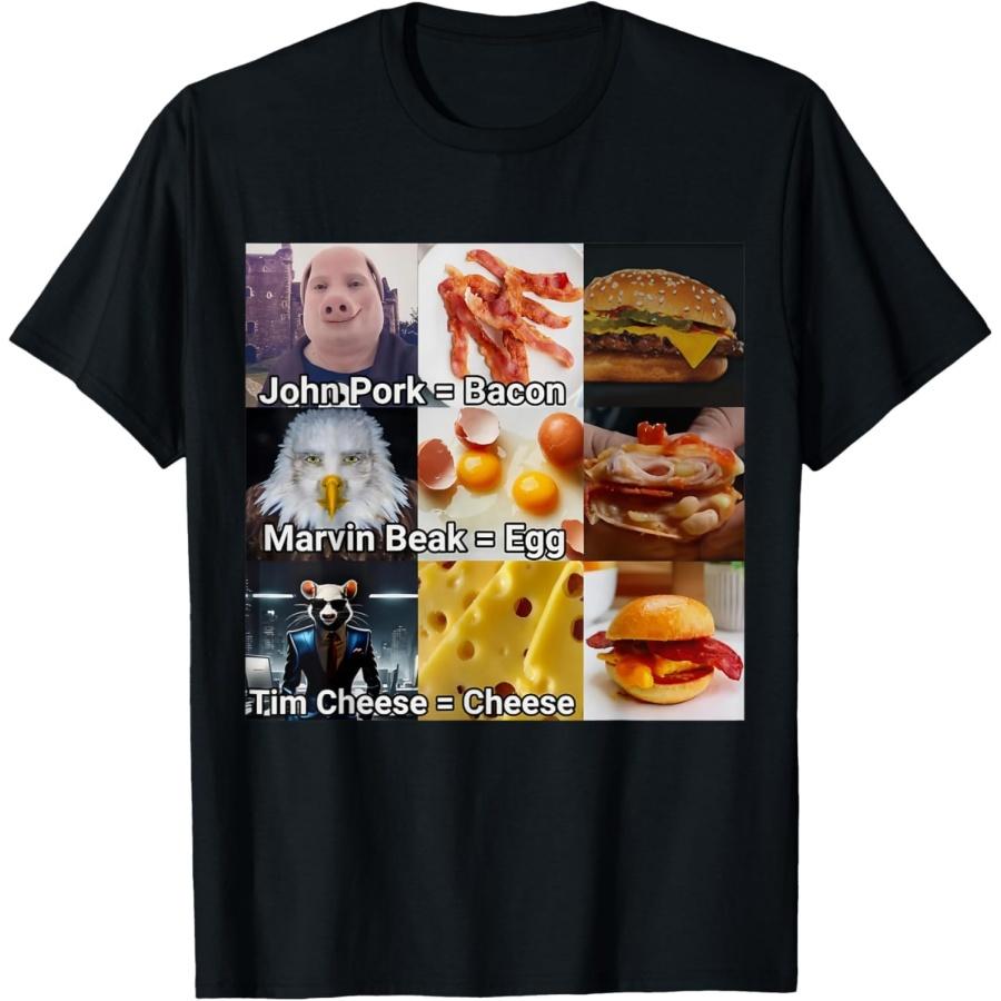 Pertmunsv John Pork Marvin Beak Tim Cheese Funny Bacon Egg Cheese T-Shirt XXXXXL разноцветный