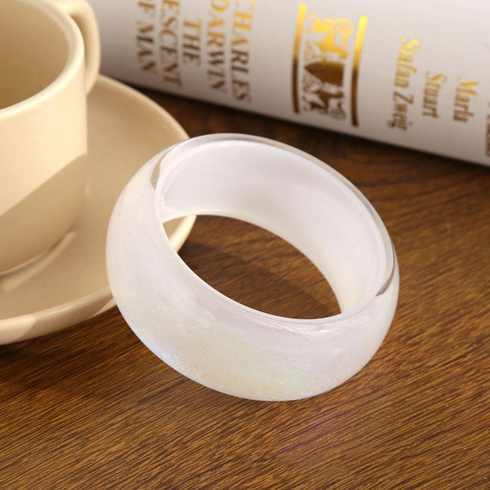 Geometric Design Irregular Wide Bracelet Glitter Big Round Transparent Hand Ring  Gift