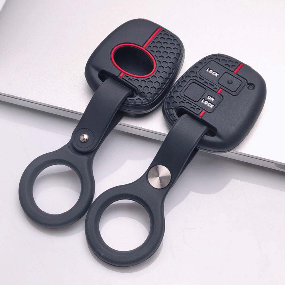 2 Button Silicone Key Fob Cover with keychain for Toyota Camry Prado FJ Cruiser Previa RAV4 Echo HiAce, Fits Toyota Camry Cruiser RAV4