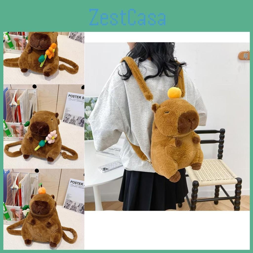 Capybara Charming Plush Toy Backpack For Children In Vibrant Orange And Pink