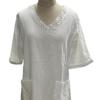 Summer Casual Dress V Neck Short Sleeves High Waist Midi Loose Knee Length Daily Wear Solid Color with Side Pockets
