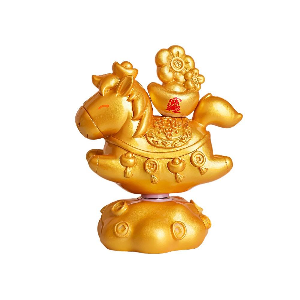 

Rotating New Year Horse Statue Mini Decorative Resin Figurine Horse New Feng Shui Table Ornament золотий