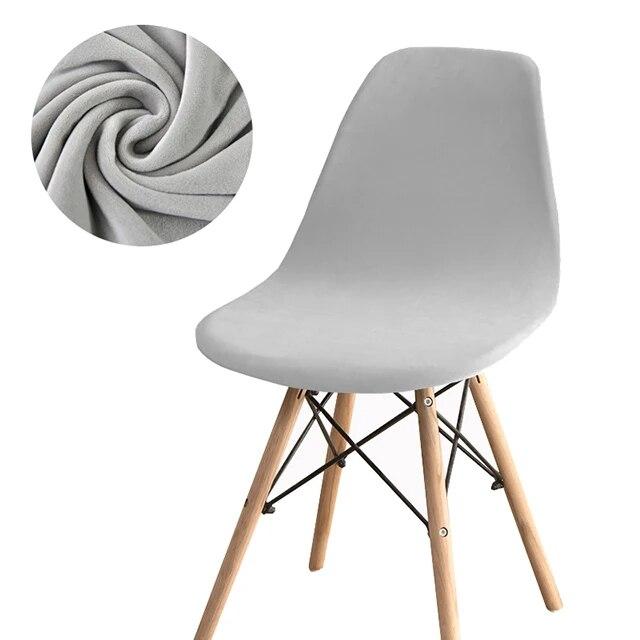 Solid Color Velvet Shell Chair Cover Washable Removable Back Chair Covers Stretch Dining Seat Cover for Hotel Home Dining Room