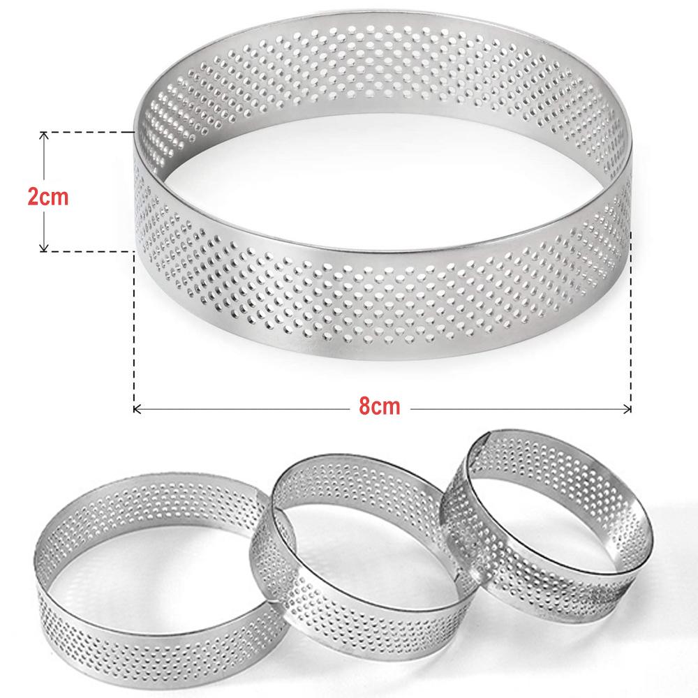 2pc Rund Torte Ring Französisch Dessert Edelstahl Perforation Obst Pie Quiche Kuchen Mousse Form Küche Backform