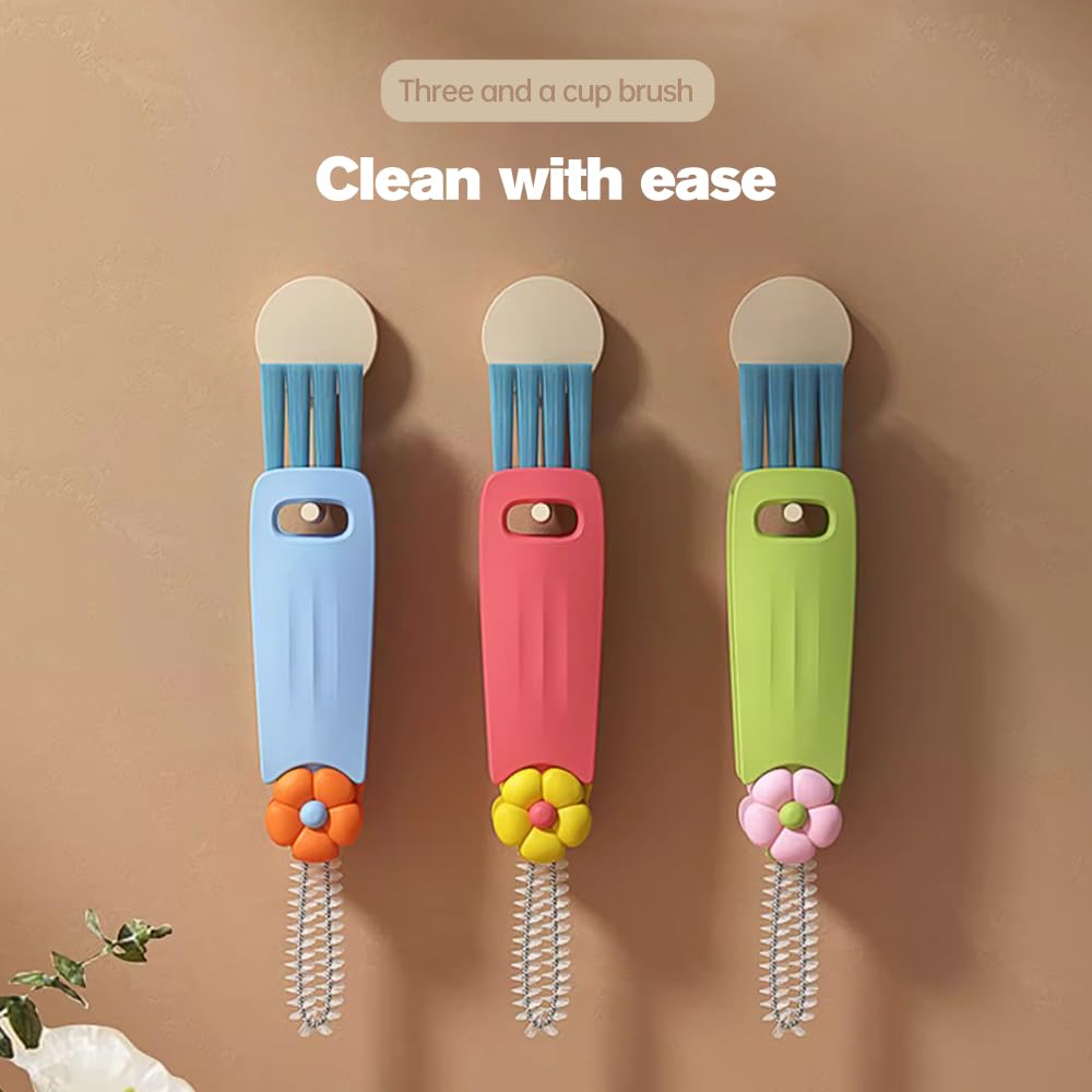 3 In 1 Cup Lid Cleaning Brush Baby Bottle Cleaning Brush Multifunctional Household Gap Cleaning Brushes Household Supply
