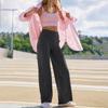 Women's Fashion Casual Solid Color Print High Waist Trousers Pants & Capris