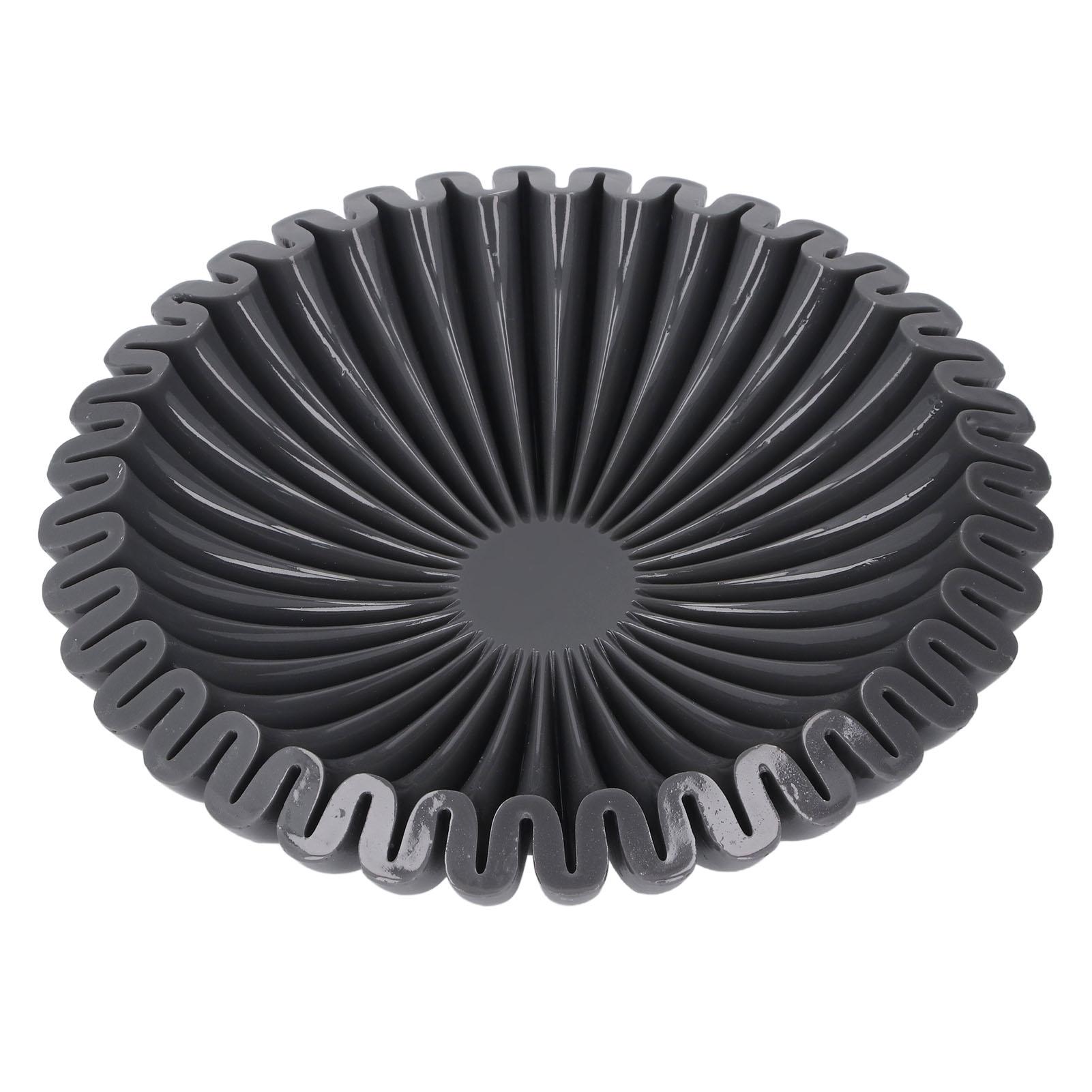 

Black Bowl Resin Decorative Modern Grooved Fruit Bowl Centerpiece for Kitchen Counter Home Decor Gift