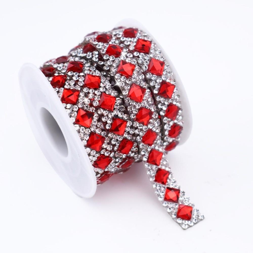 3 Yards Self Adhesive Square Rhinestone Flexible Shiny Rhinestone Sticker Sparkling DIY Decoration Rhinestone Strip