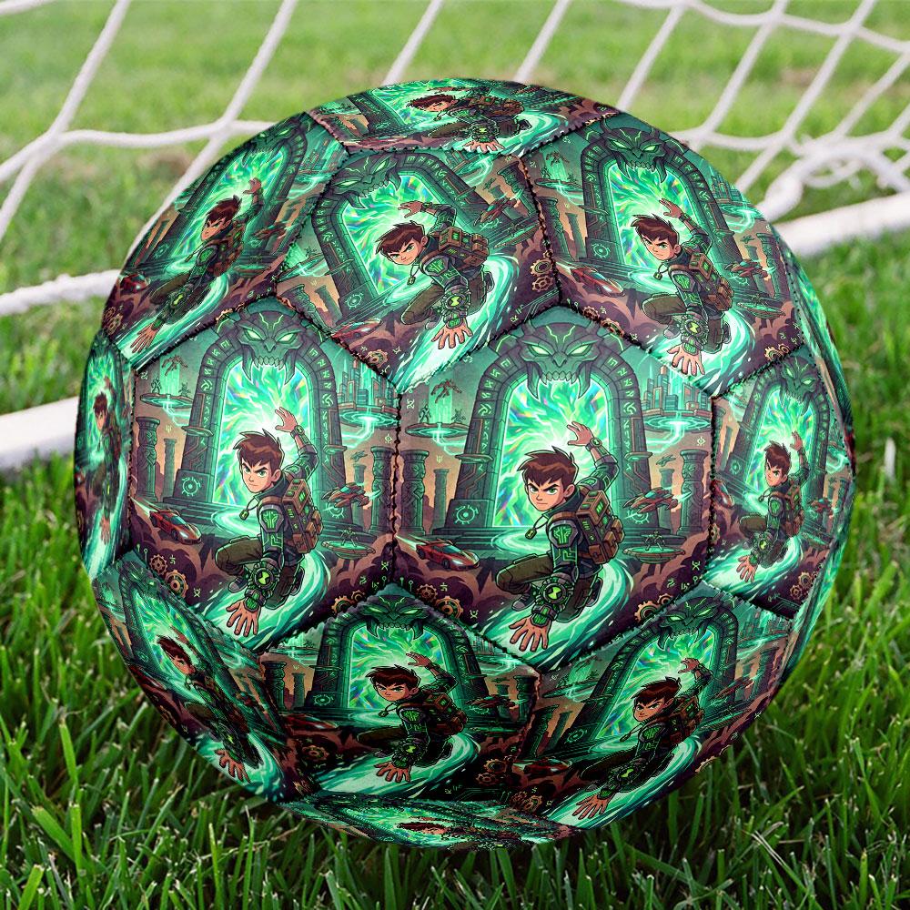 Ben 10 Cartoon Print Size 5 Soccer Ball, Standard Match Football for Sports Game and Team Practice, Ideal Gift for Soccer Fans