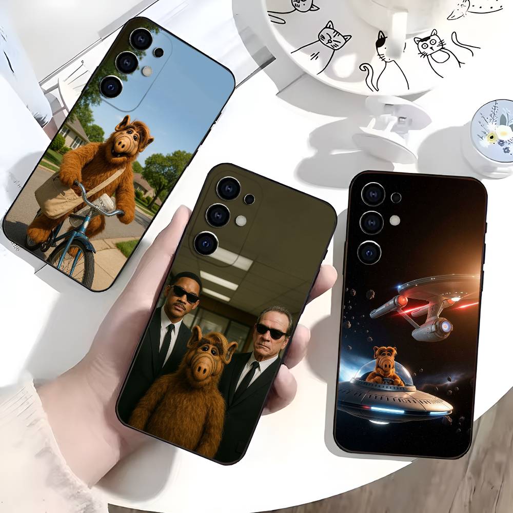 A-Alf Soft Silicone Black Cover for Samsung S25/S24/S21/S22/S23/S30/Ultra/S20/Plus TV Series Phone Case